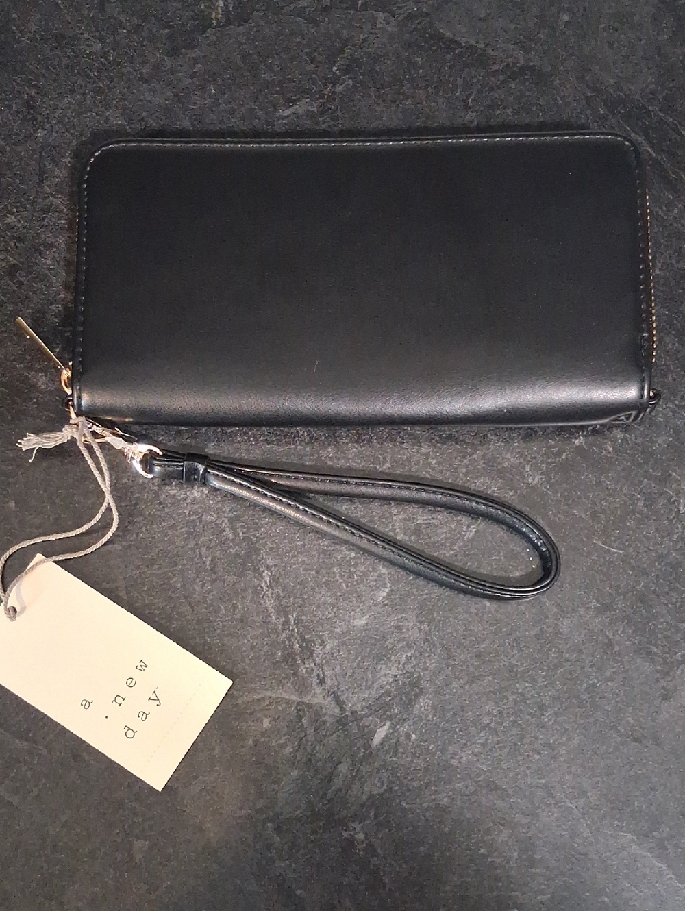 NEW! A New Day Black Wristlet with Gold Hardware